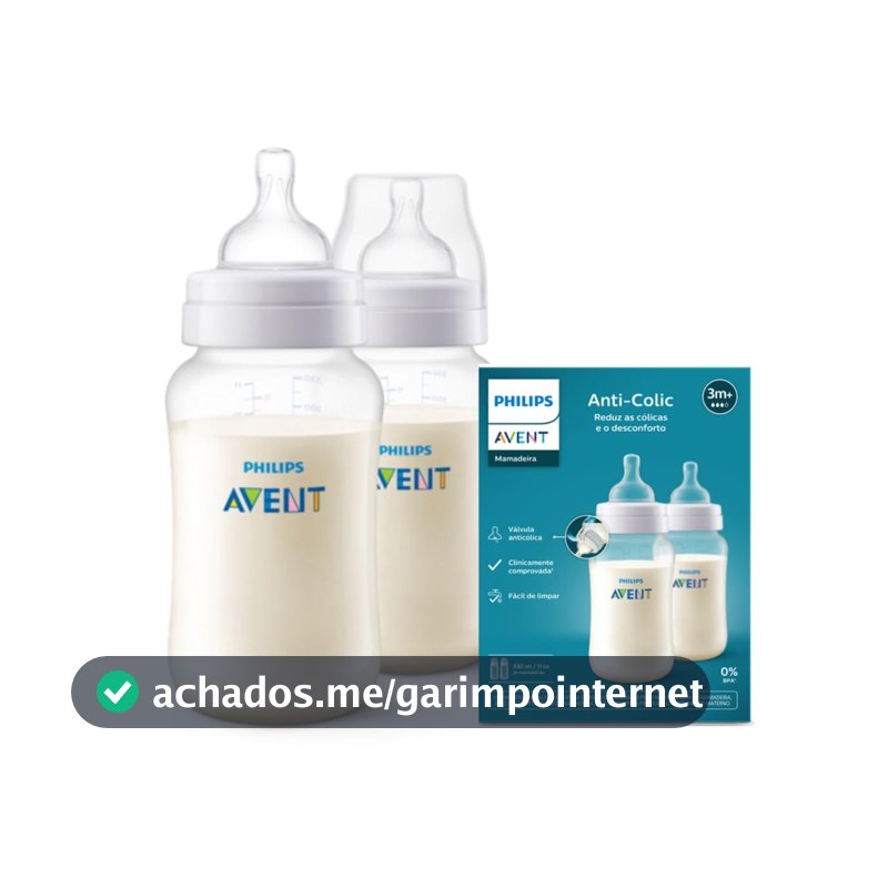 Kit Duplo Mamadeira Anti-Colic SCY106/02 Philips Avent 330ml Transparente