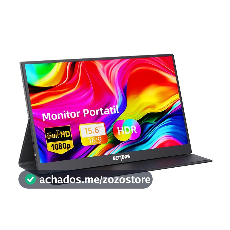 Bettdow Monitor Portatil 15,6'', FHD 1080P Monitor Portátil Conectado Com USB C Dupla/HDMI, IPS Extensor De Tela para Notebook com VESA e Funda Inteligente magnético, Plug and Play