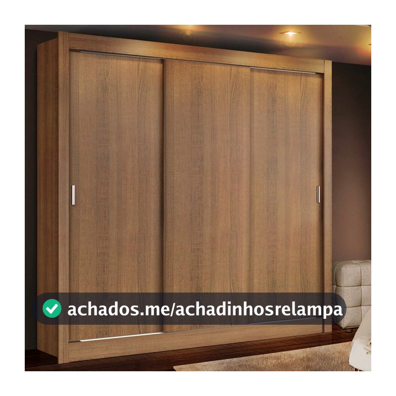 Guarda Roupa Casal Madesa Mônaco 3 Portas de Correr - Rustic
