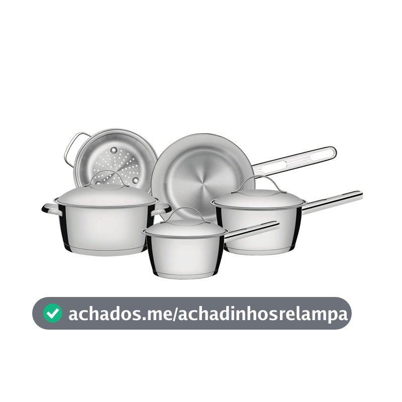 Tramontina Jogo de Panelas Allegra em Aço Inox com Fundo Triplo 5 Peças