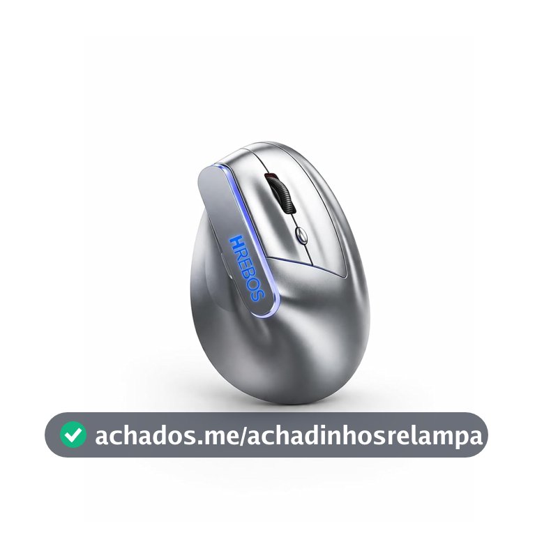 Mouse Vertical Ergonômico Sem Fio 1600 DPI Bluetooth 2.4G, Recarregável, Design Confortável, Anti Dor, 6 Botões, Ajuste DPI, USB, Wireless, Computador, Notebook, PC