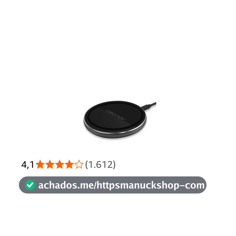 Geonav Carregador por Indução de mesa 10W, vidro, carregamento rápido, compatível com aparelhos Android e iPhones com padrão Qi, QI10WG, Preto