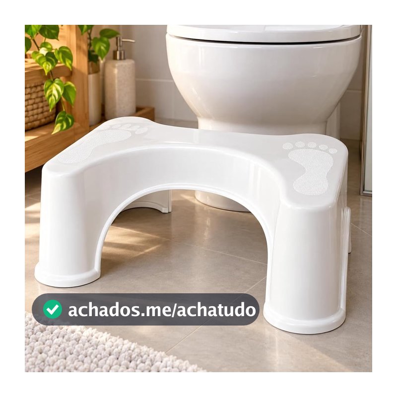 Banquinho Sanitário Ergonômico para Vaso Sanitário, Apoio para os Pés com Superfície Antiderrapante, Auxilia na Postura e Conforto no Banheiro, Resistente, Prático e Fácil de Limpar
