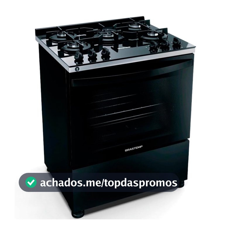 Fogão 5 Bocas de Piso Brastemp Mesa de Vidro Bivolt Preto BFS5VCE