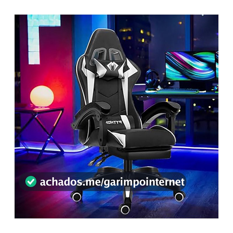 Cadeira Ergonomica Gamer Com Apoio Para Os Pés Branco
