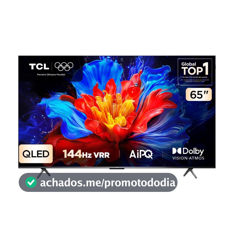 Smart TV TCL 65 Polegadas QLED 4K P8K WiFi Bluetooth Google TV 144Hz HDR10+ Dolby Atmos Vision 65P8K