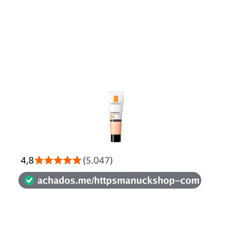 La Roche-Posay, Ultra Cover, Protetor Solar com Cor e Performance de Maquiagem, 12h de cobertura de base em uma única camada, Textura Fluida, Oil free, Toque Seco, FPS60, 30g