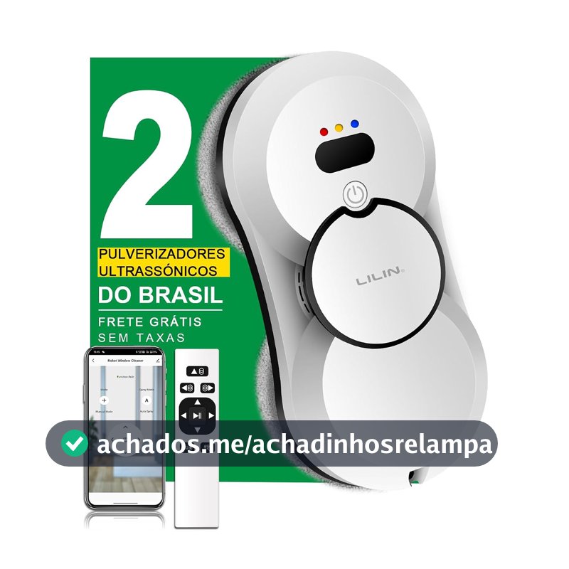 Robô Limpa Vidros Lilin HCR10, Limpeza de Janelas Automática, Bivolt, com Controle Remoto e App, Compatível com Amazon Echo