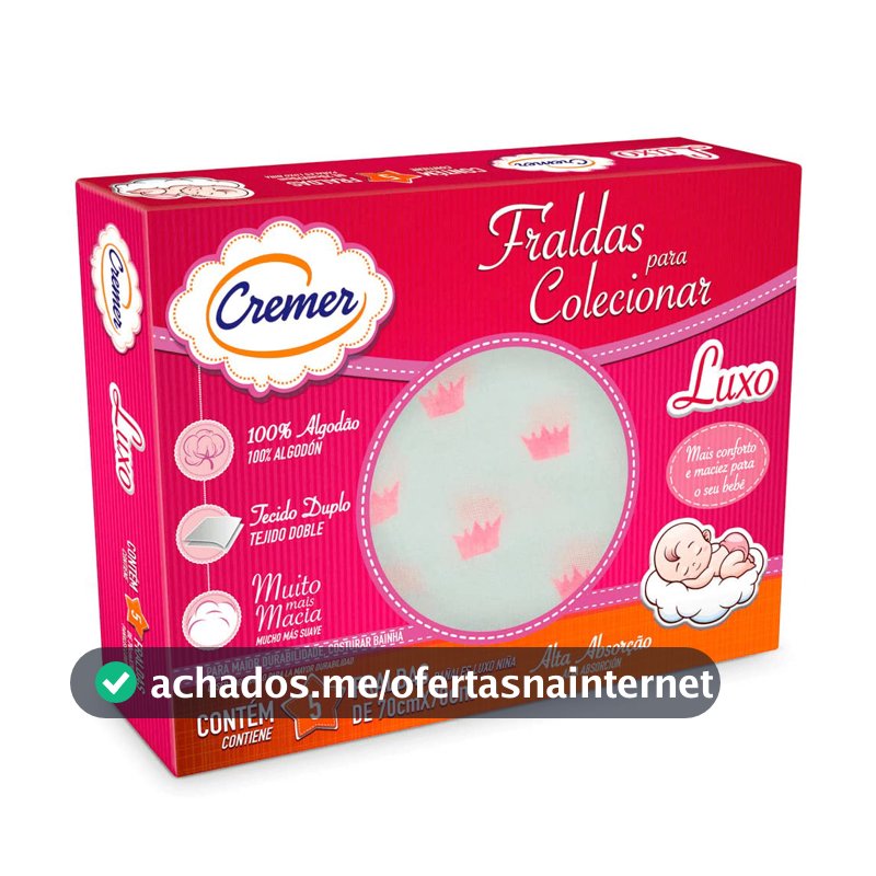 Cremer Fralda Luxo Estampa Feminina Pc Com 5 Unidades