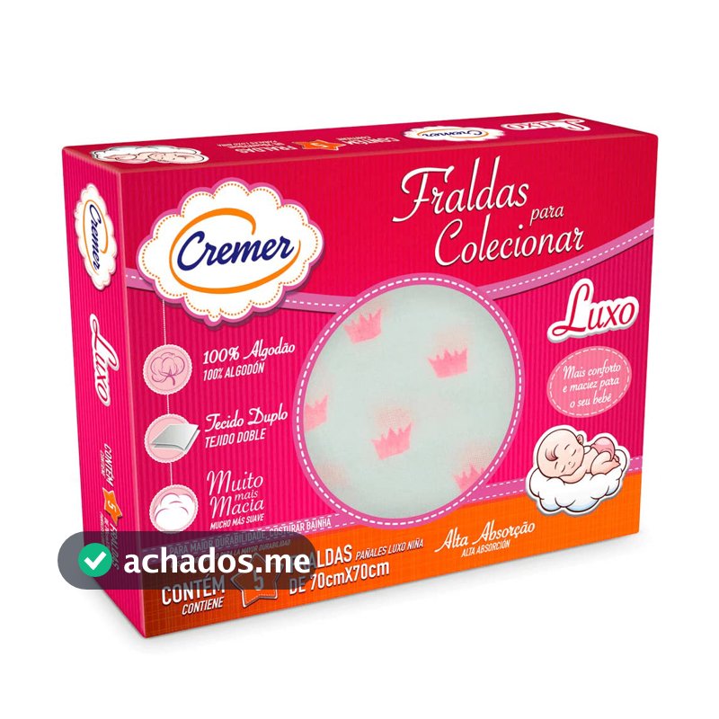 Cremer Fralda Luxo Estampa Feminina Pc Com 5 Unidades