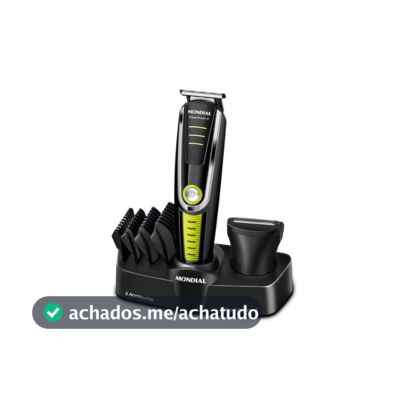 MONDIAL Aparador de Pelos Super Groom 06, Preto/Verde, 6W, Bivolt - BG-04