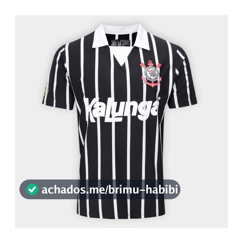 Camisa Polo Corinthians Retrô Kalunga Masculina Preta