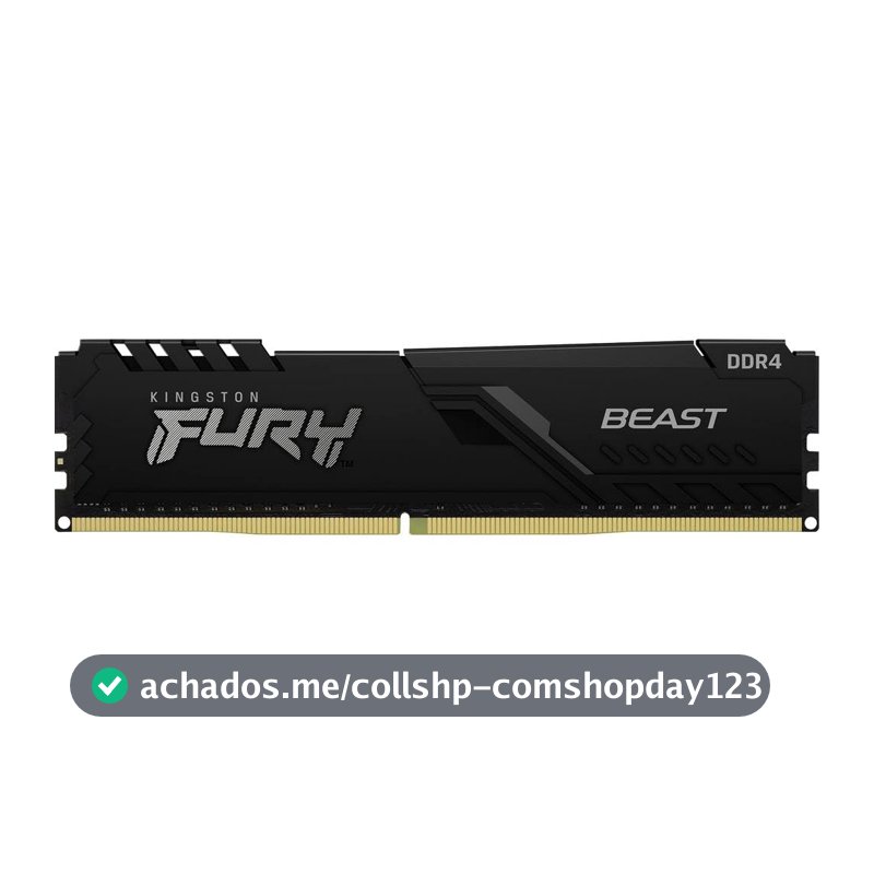 MEMÓRIA KINGSTON FURY BEAST DIMM DDR4 8GB 3200 MHZ KF432C16BB/8 1,35V 1Rx 288 pinos Desktop Gamer