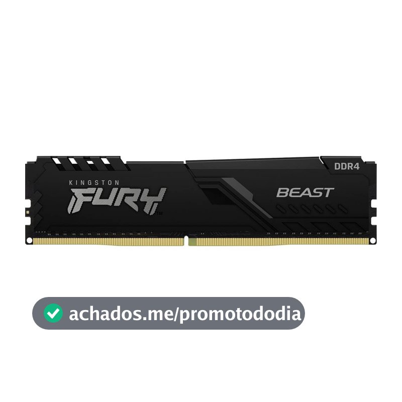 MEMÓRIA KINGSTON FURY BEAST DIMM DDR4 8GB 3200 MHZ KF432C16BB/8 1,35V 1Rx 288 pinos Desktop Gamer
