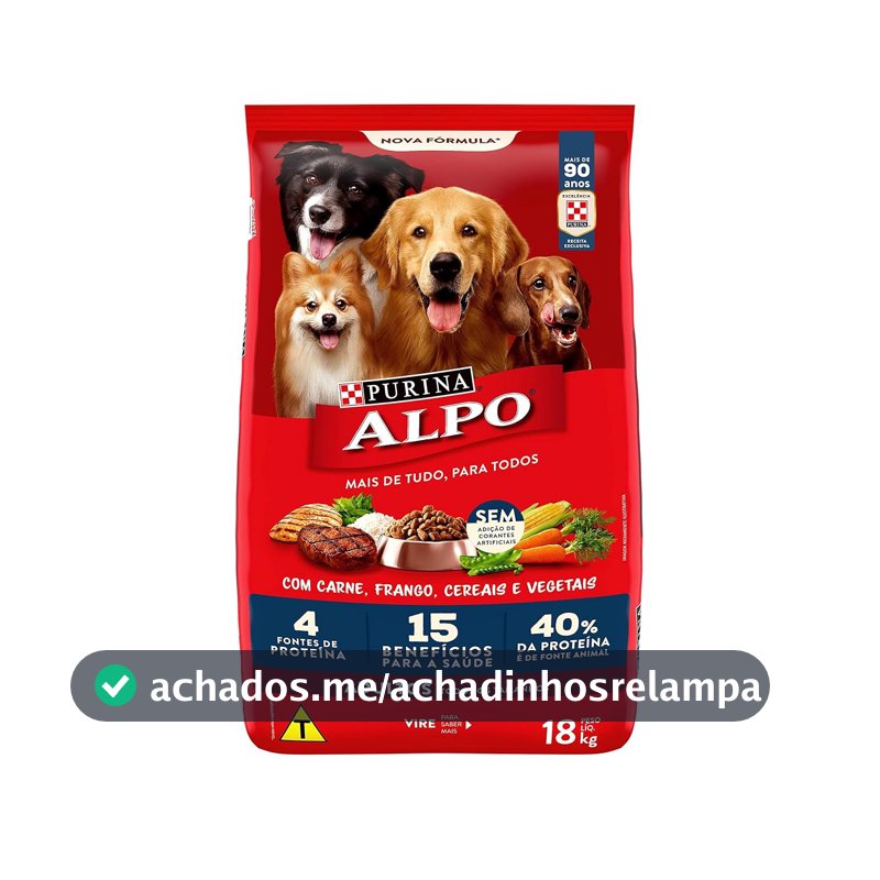 Ração para Cães Adultos Alpo, Carne Grelhada com Vegetais, 18kg