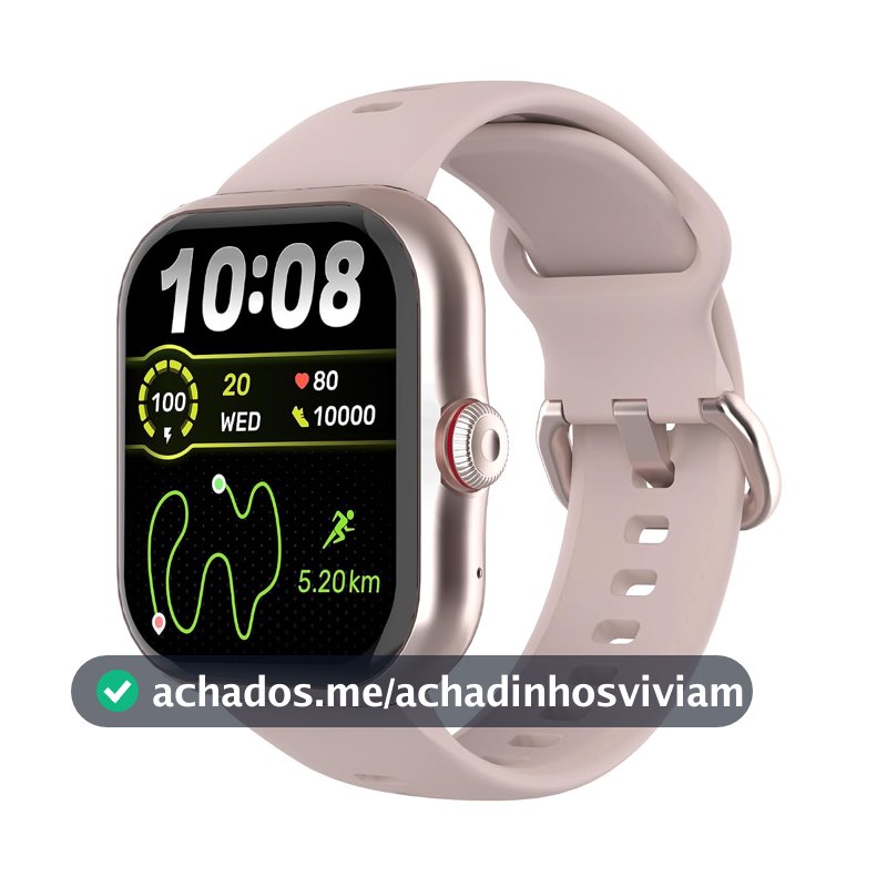 SmartWatch GPS, Relogio Smartwatch Feminino e Masculino, 1,85 polegadas HD, chamada Bluetooth, Esportivos relógio com voz por IA, Compatível com Android iOS, 2 Pulseiras (ROSA)