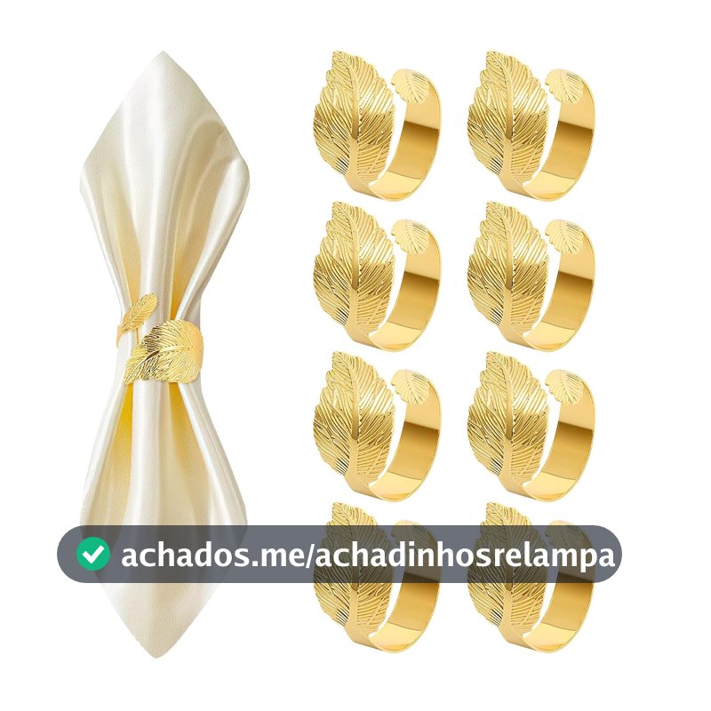 Conjunto de 6 anéis de guardanapo de metal de folha dourada, suporte de guardanapo de pano, decorações de mesa de jantar para Páscoa, casamentos, dia dos namorados, Natal, festa de Ação de Graças