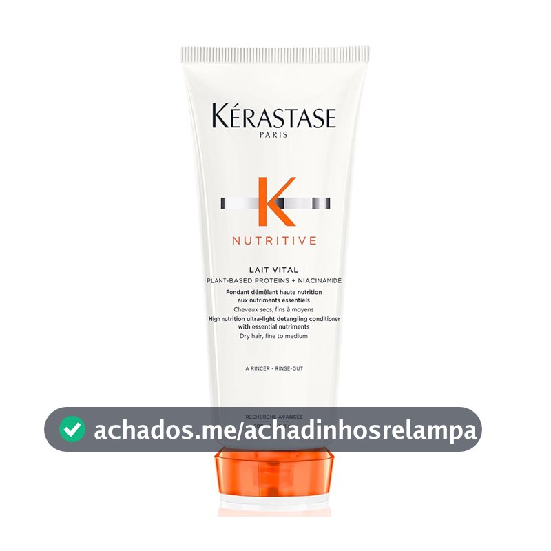 Kérastase Nutritive Lait Vital Condicionador, Para Cabelos Secos e Finos, Nutrição Intensa e Hidratação por 72h, Desembaraça e Suaviza os Fios, 200ml