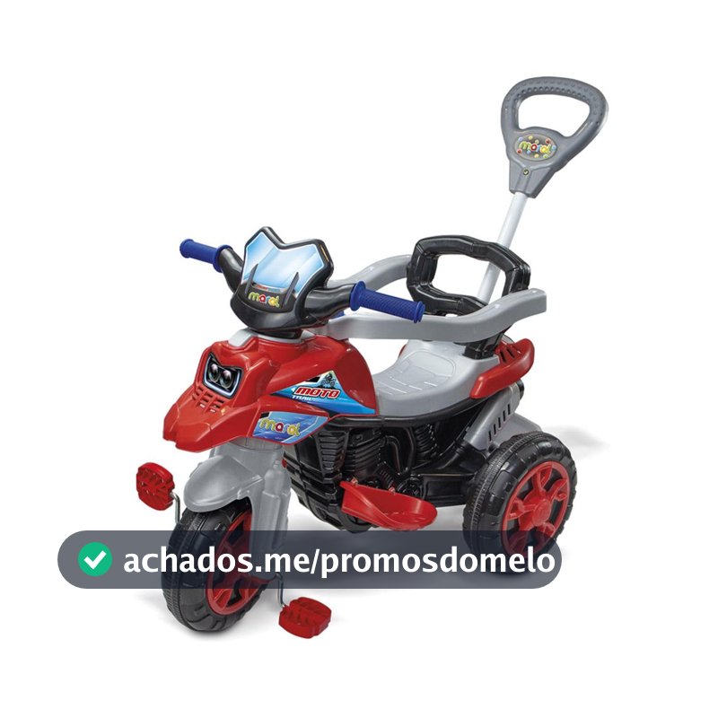 Maral Triciclo Moto Trail Infantil 2 em 1 – Passeio e Pedal, Suporta até 30 kg, Cinto de Segurança Vermelho