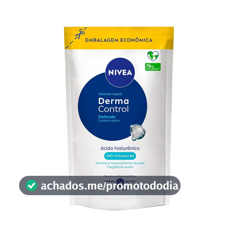 NIVEA Sabonete Líquido Derma Control Defende 200ml, Limpeza Corporal, Previne Ressecamento, Ácido Hialurônico, Pele Suave