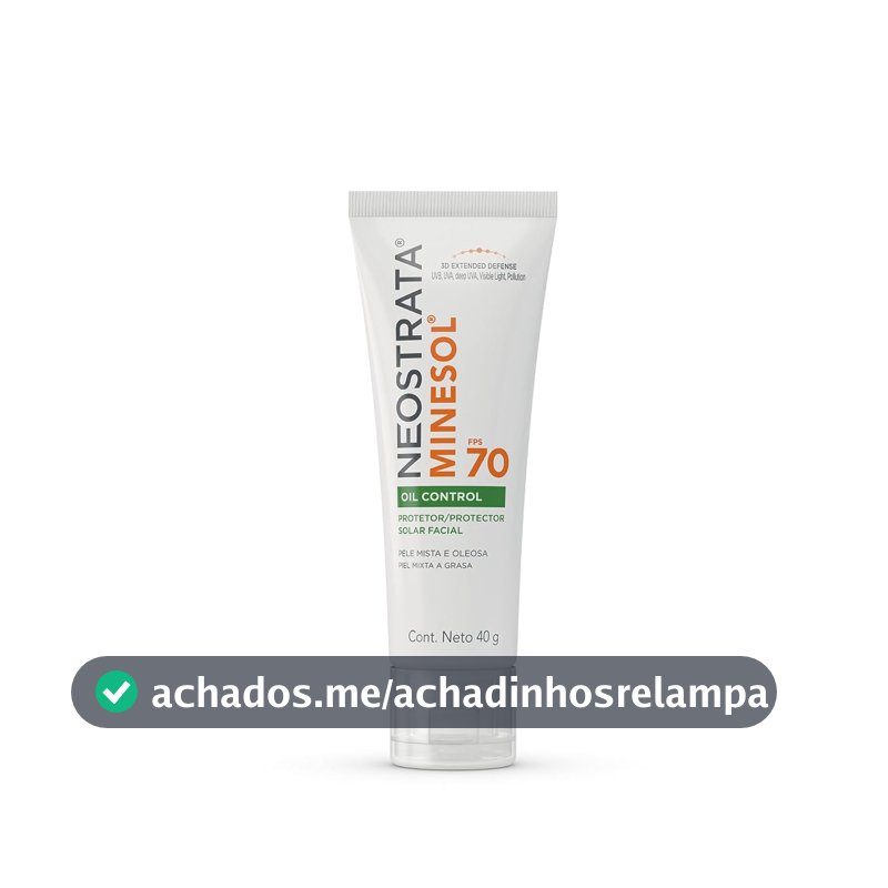 Protetor Solar Facial Minesol Oil Control, Sem Cor, FPS 70, 40g