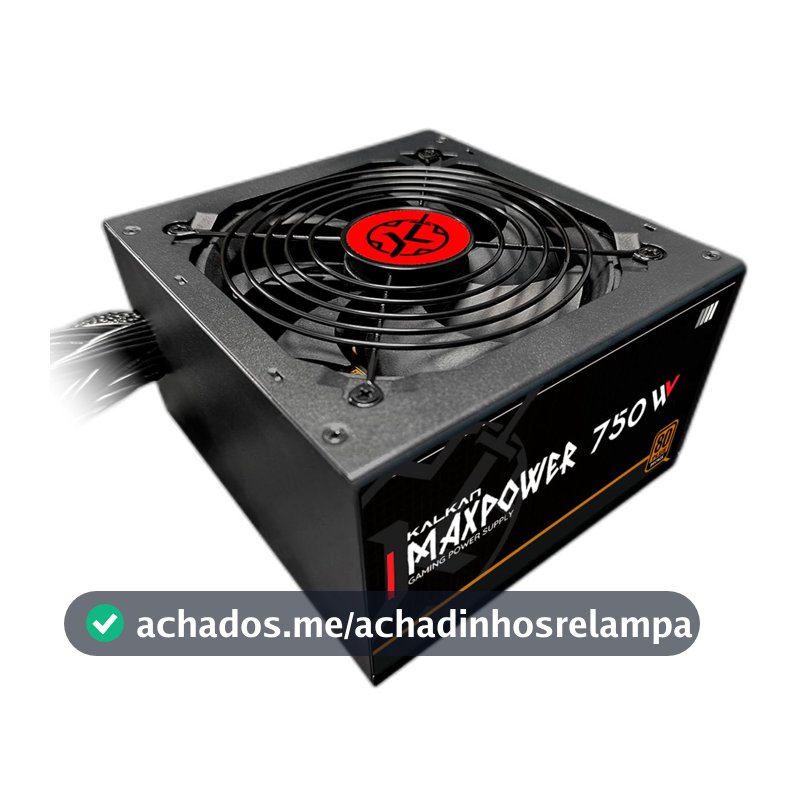 Fonte Kalkan Maxpower 750W ATX 80 Plus Bronze Cabos Flat Preto