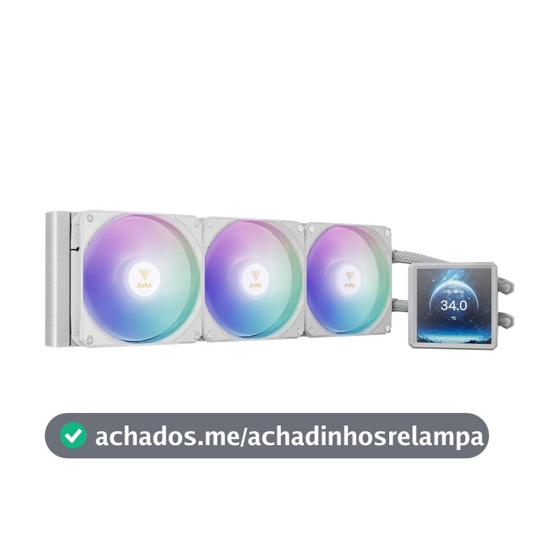 Water Cooler Gamdias Aura GL360 LCD Branco ARGB com Tela LCD 4” IPS