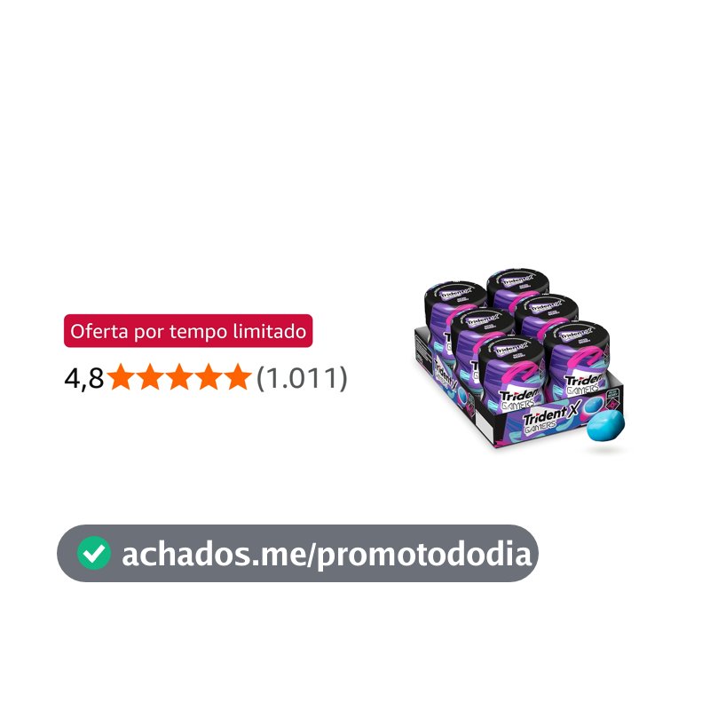 Chiclete Trident X Gamers Acid Berry - Caixa Com 6 Unid De 48,3g