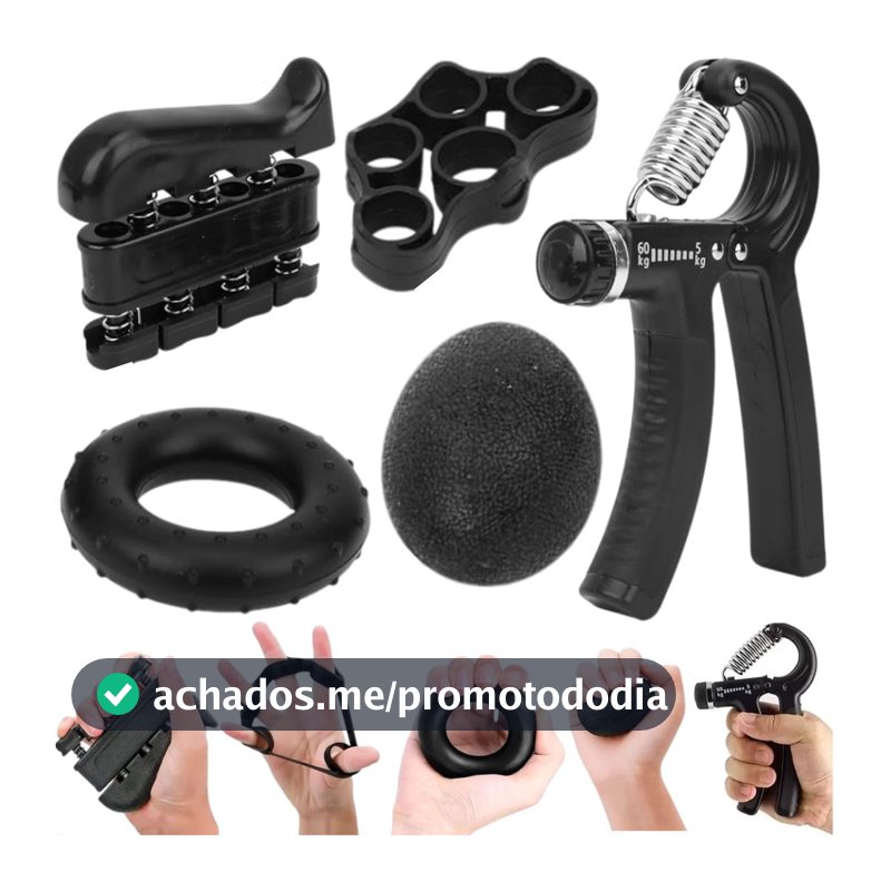 Hand Grip Kit de 5 em 1 Fortalecimento de Mãos Ajustável 5 a 60 kg, Ideal para Reabilitação e Fisioterapia para Artrite, Tendinite e Treino Esportivo