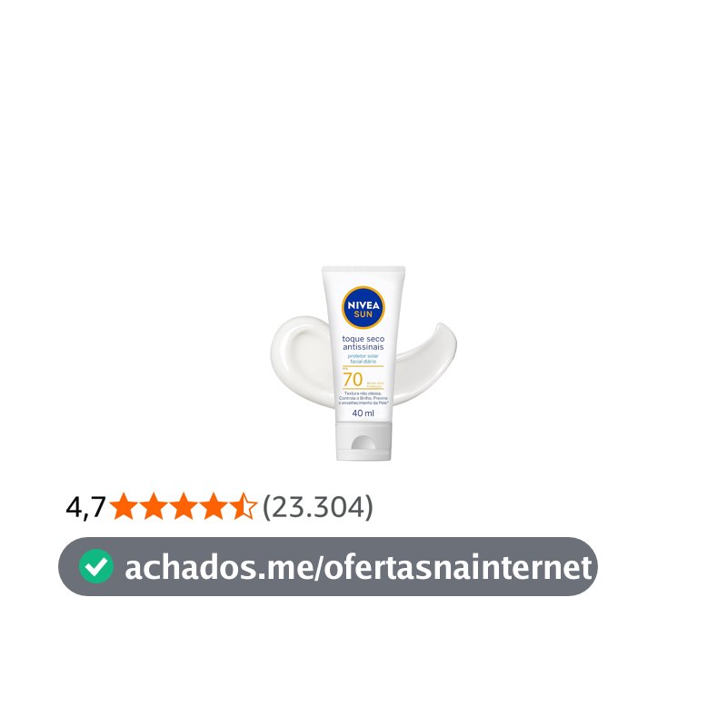 NIVEA SUN Protetor Solar Facial Toque Seco Antissinais FPS 70 40ml - Com muito alta proteção contra raios UVA/UVB, controla o brilho e previne o envelhecimento precoce
