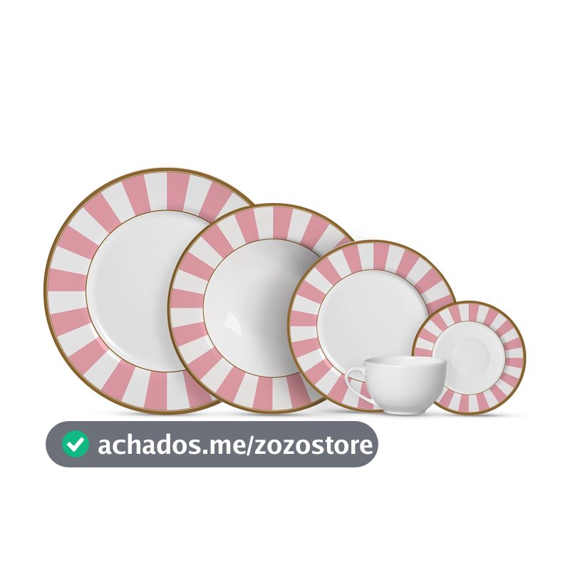 Aparelho de Jantar Alleanza 20 pçs Stripe Rosa