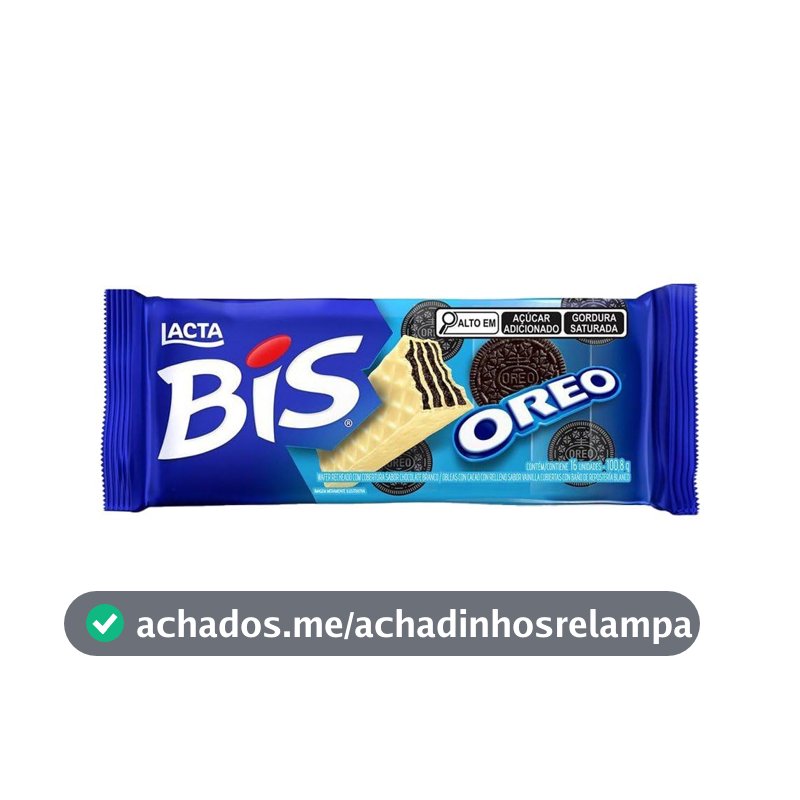 Wafer Oreo Cobertura Chocolate Branco Lacta Bis Pacote 100,8G