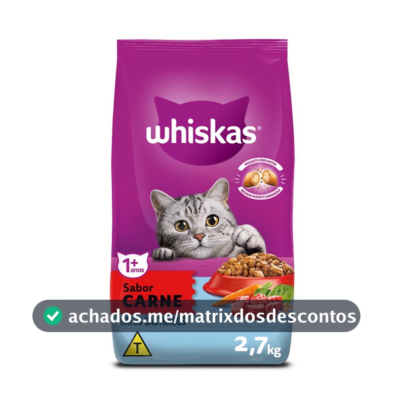 WHISKAS Ração Carne Gatos Adultos Castrados 2,7 kg