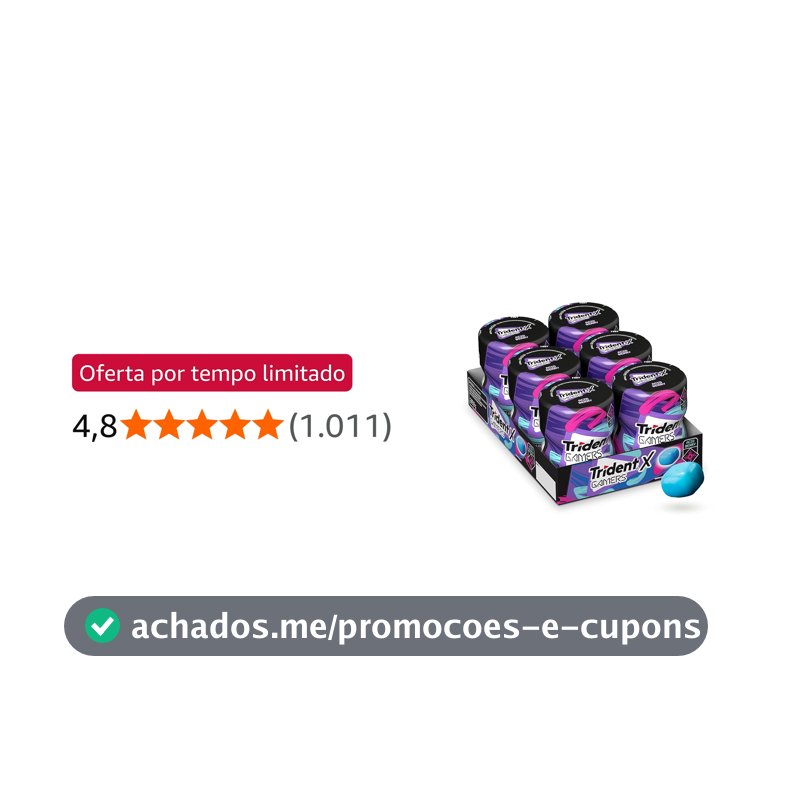 Chiclete Trident X Gamers Acid Berry - Caixa Com 6 Unid De 48,3g