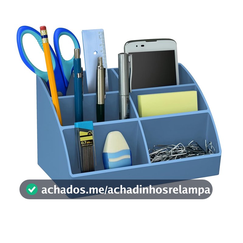 Acrimet Organizador de Mesa 6 Divisórias, Porta Lápis e Canetas, Cor Azul