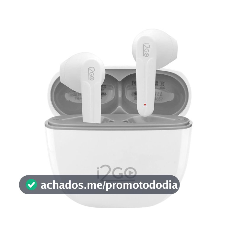 I2GO, Fone De Ouvido, TWS, Bluetooth, 20 Horas totais de Bateria, ENC, Air Sound Go 2.0, Branco, i2GO PRO
