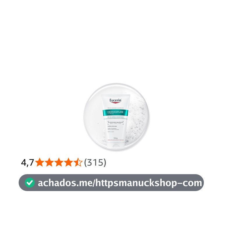 EUCERIN Dermopure Clinical Gel de Limpeza Concentrado 150ml, Reduz oleosidade, acne e marcas escuras