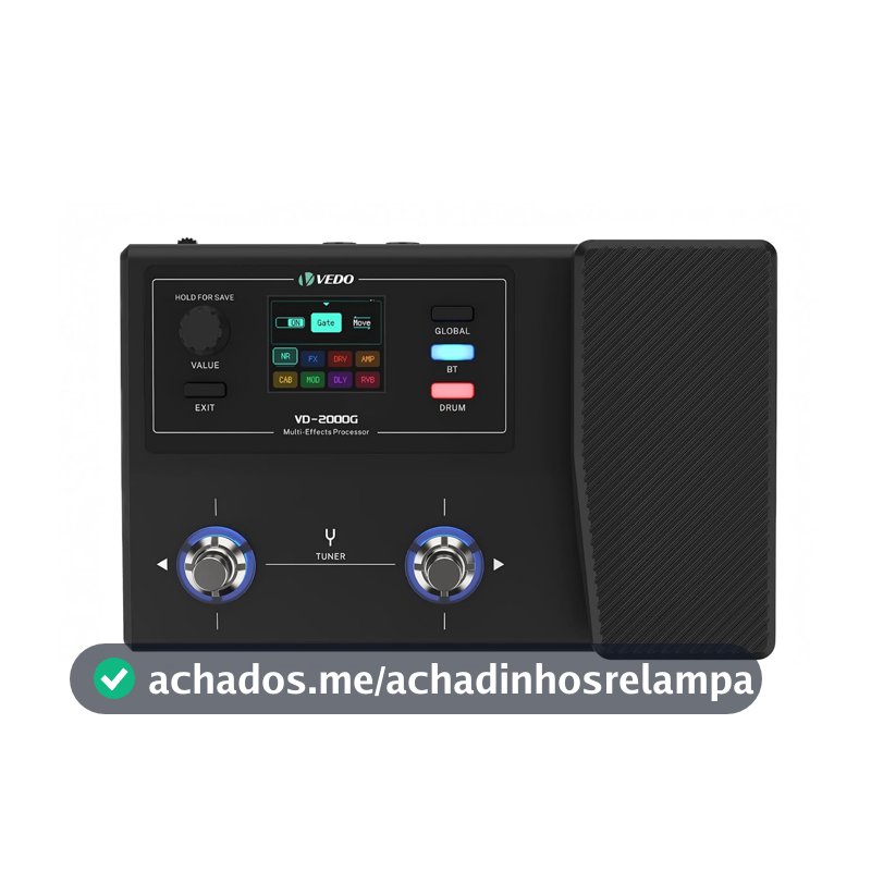 VEDO Pedal Processador Multiefeitos para Guitarra e Baixo, Pedal de Expressão Multilíngue VD-200G, Compatível com Operação por Aplicativo