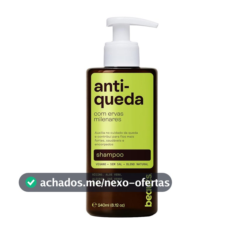 Shampoo Antiqueda com Babosa (Aloe Vera), Alecrim, Jaborandi, Rícino e Ginseng – Auxilia no Cuidado da Queda e no Fortalecimento Capilar – Vegano – 240 mL – Beauts