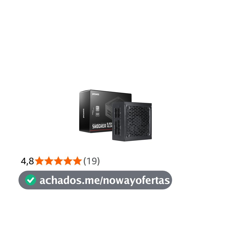 Fonte Gamer Pcyes Shocker Full Modular 600w 80 Plus White - Black Vulcan - FM600WBV