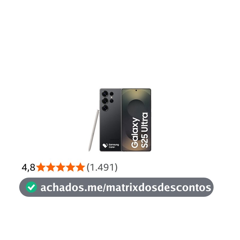 Celular Samsung Galaxy S25 Ultra 5G, 256GB, 12GB RAM, Câmera Quádrupla de 200+50+10+50, Tela Grande de 6.9", Titânio Preto