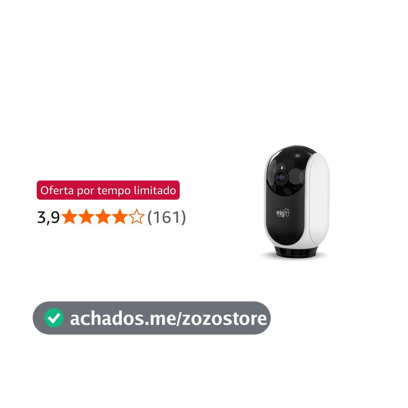 ELG, SHCR600, Câmera Robô 360° Full HD 1080P Inteligente, Conexão WI-FI 2.4GHz, Compatível com Alexa, Áudio Bidirecional, Zoom Digital 6x, Branco