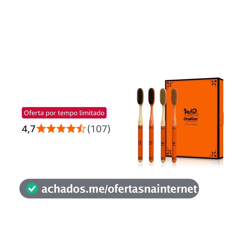 OralGos Escova de Dentes Adulto Cabeça Longa Kit com 4 Unidades, Cerdas Macias para Limpeza Profunda, Proteção da Gengiva, Cabo Ergonômico Antiderrapante, Embalagem Presenteável Laranja Premium
