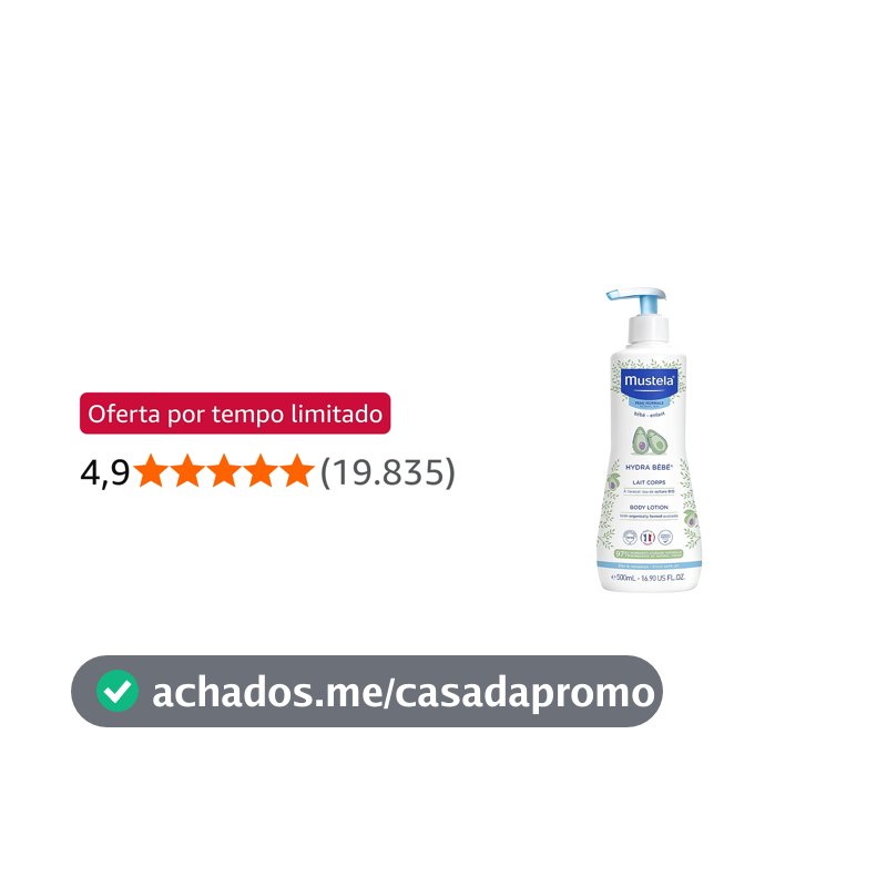 Mustela Hydra Bebê 500ml - Hidratante Infantil Corpo e Rosto - Feito com 97% de Ingredientes de Origem Natural e Hipoalergênico - Seguro Desde o Nascimento