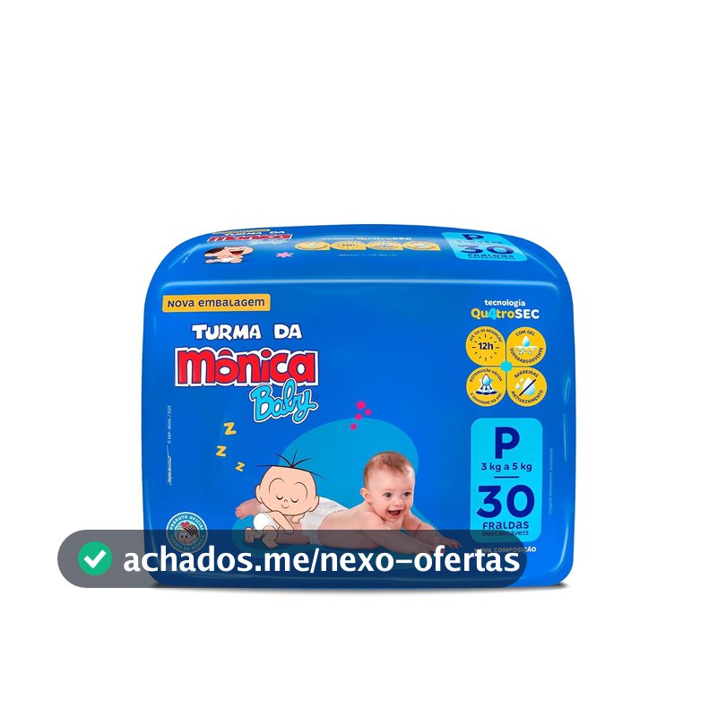 Fralda Turma da Mônica Baby Jumbo P 30 Unidades