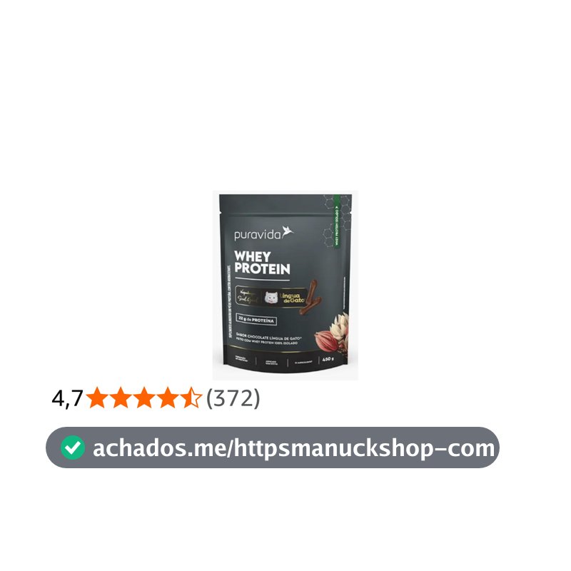 Whey Protein Isolado Puravida Chocolate Língua de Gato 450g