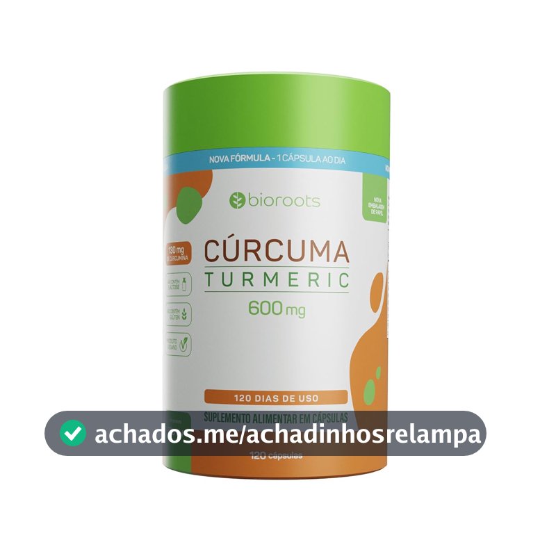 Cúrcuma Turmeric 600mg, Bioroots, Extrato USP 95%, Vegana - 120 Cápsulas