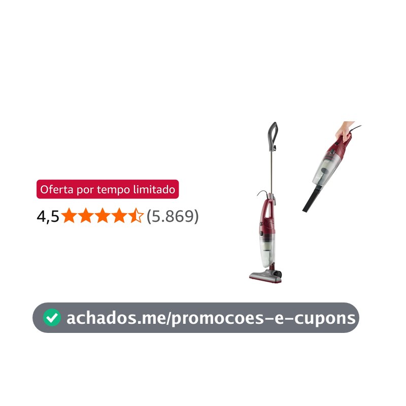 WAP Aspirador de Pó Vertical HIGH SPEED PLUS 3 em 1, Compacto, 1,2 Litros, com Extensor Removível, 134mbar 1350W 127V