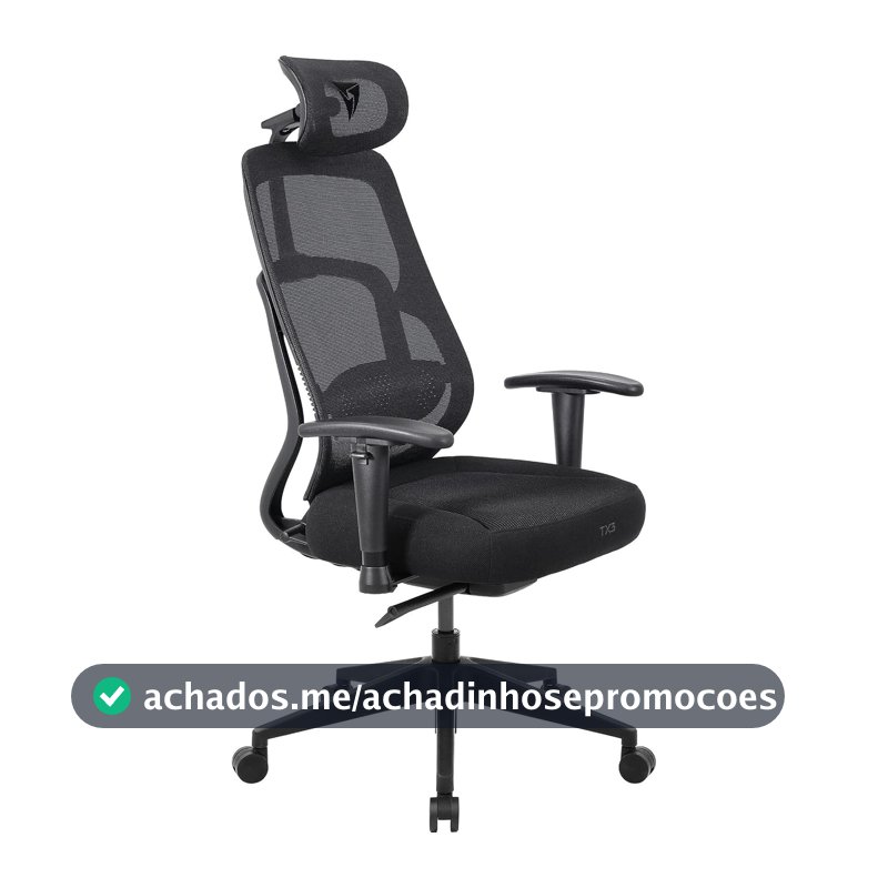 ThunderX3 Cadeira Ergonômica Yama Neue Preta Malha Mesh Respirável p/ Escritório e Gaming Suporta até 150kg - TX3-YAMA-NEUE