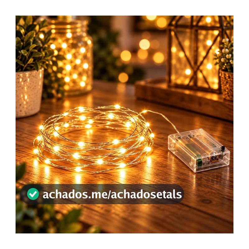 Fio de Fada LED 3 Metros com 30 LEDs Luz Quente a Pilha